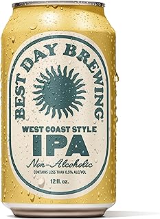 Best Day Brewing Craft Non Alcoholic Beer, West Coast IPA, 12 Pack, Low Carb & Low Calorie NA IPA Beer Brewed with Citrus and Pine Hops, Non Alcoholic Drinks for Adults, 12 fl oz Cans