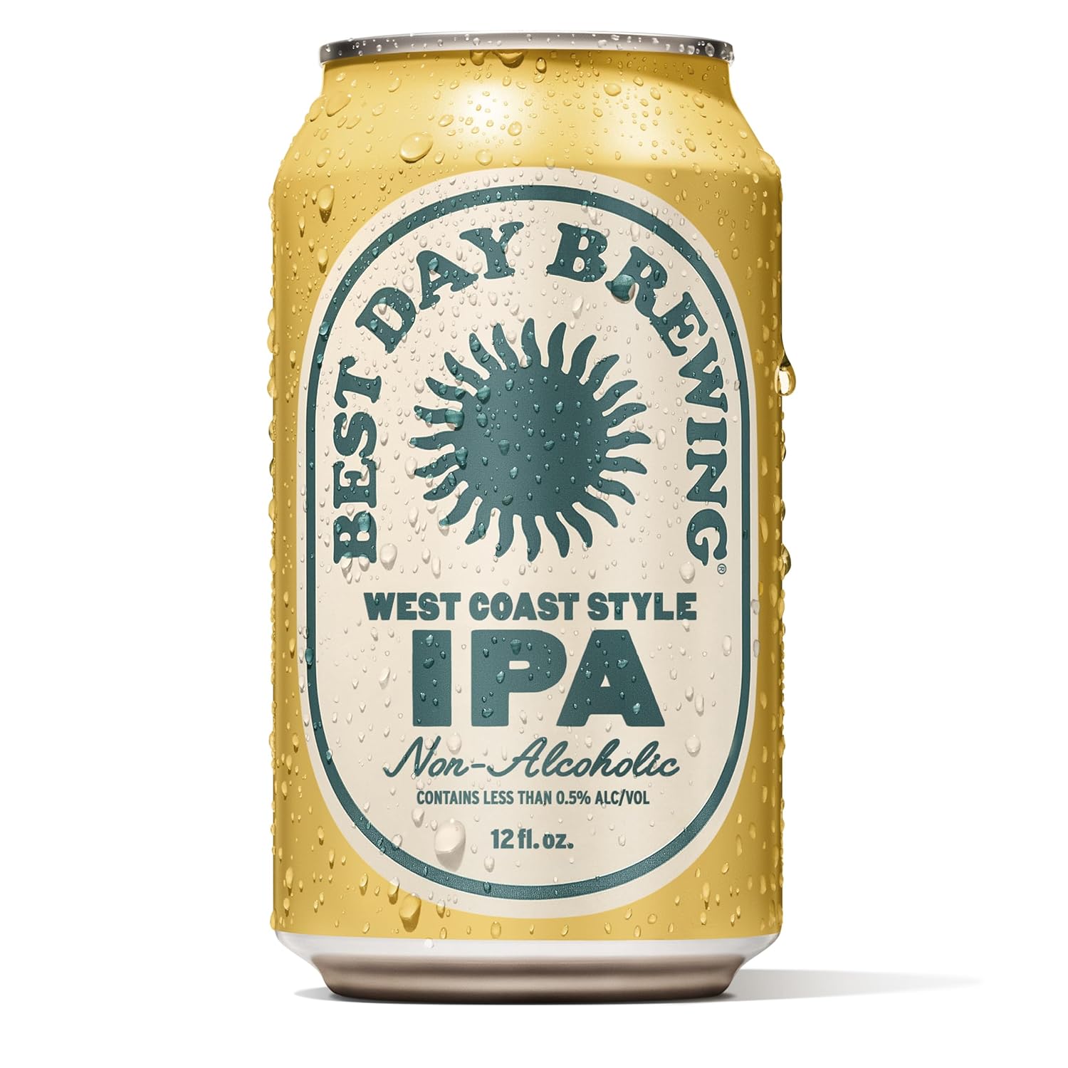 Best Day Brewing Craft Non Alcoholic Beer, West Coast IPA, 24 Pack, Low Carb & Low Calorie NA IPA Beer Brewed with Citrus and Pine Hops, Non Alcoholic Drinks for Adults, 12 fl oz Cans