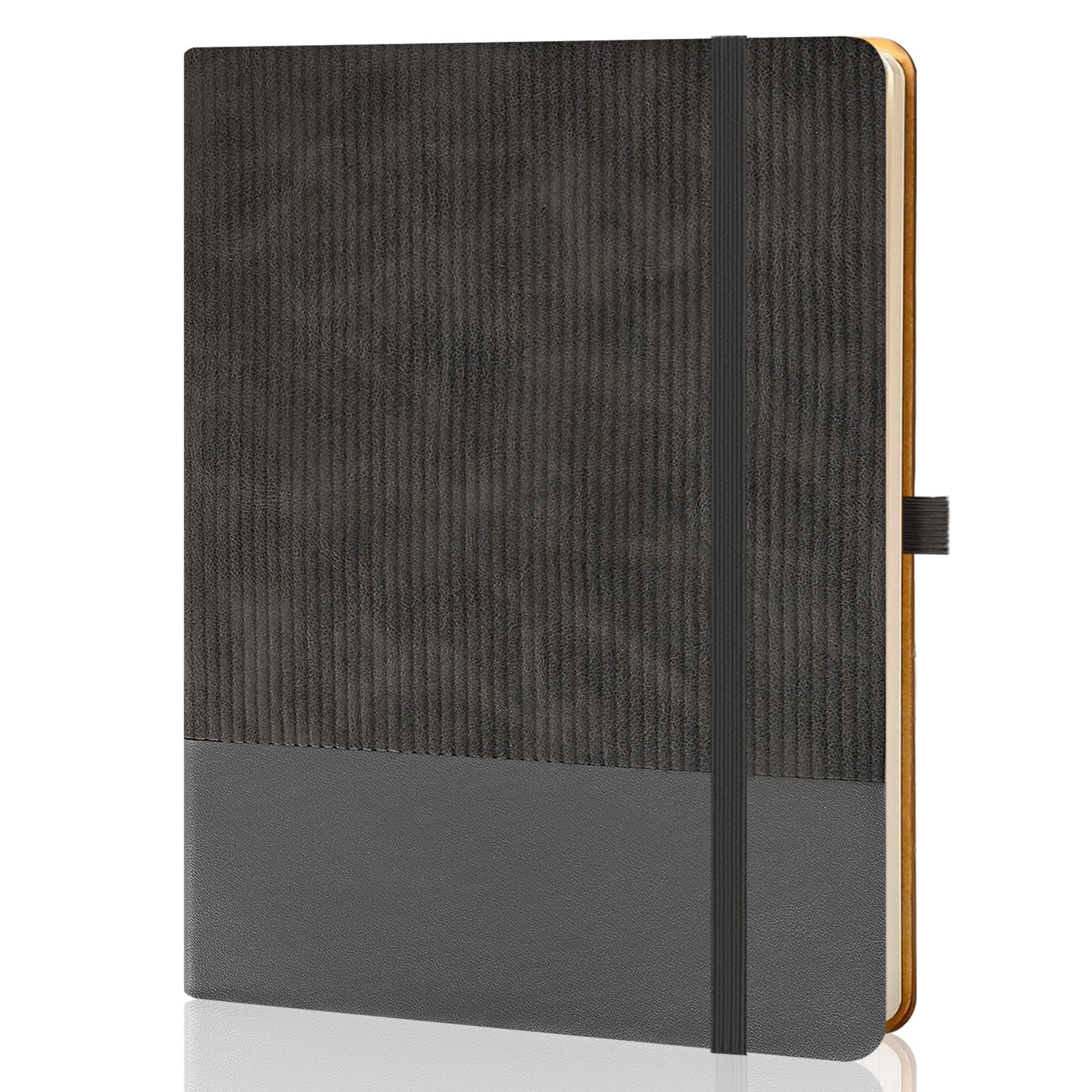 XLOXFU B5 Notebook Lined Journal, 110 Pages, Soft Cover, Leather Diary for Women, Men, Notepad with Pen Loop for Writing, 19 x 25 cm - Grey