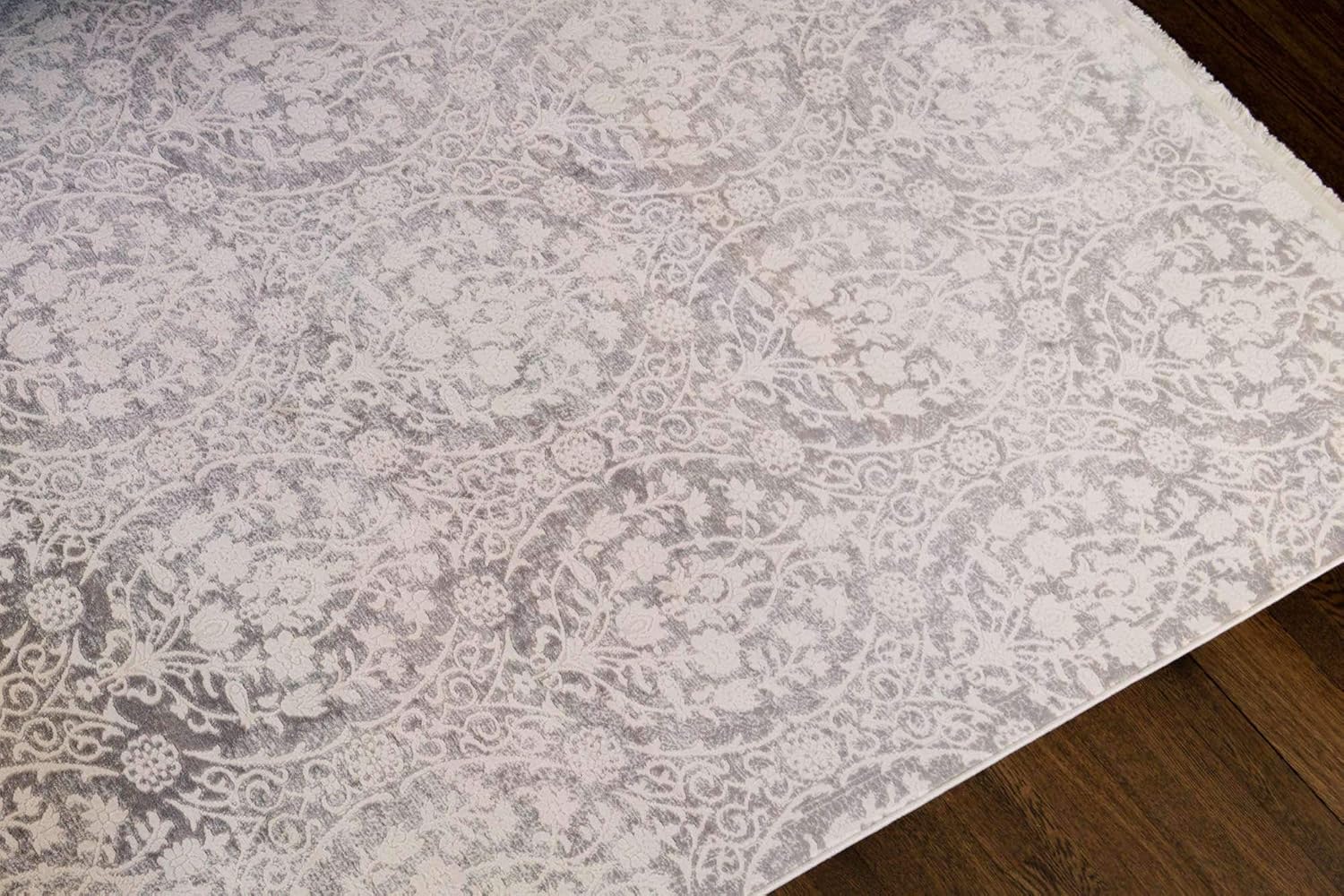 Unique Loom Traditional Classic Intricate Design Distressed Vintage Detail, Area Rug, 7' 0" x 10' 0", Gray/Ivory