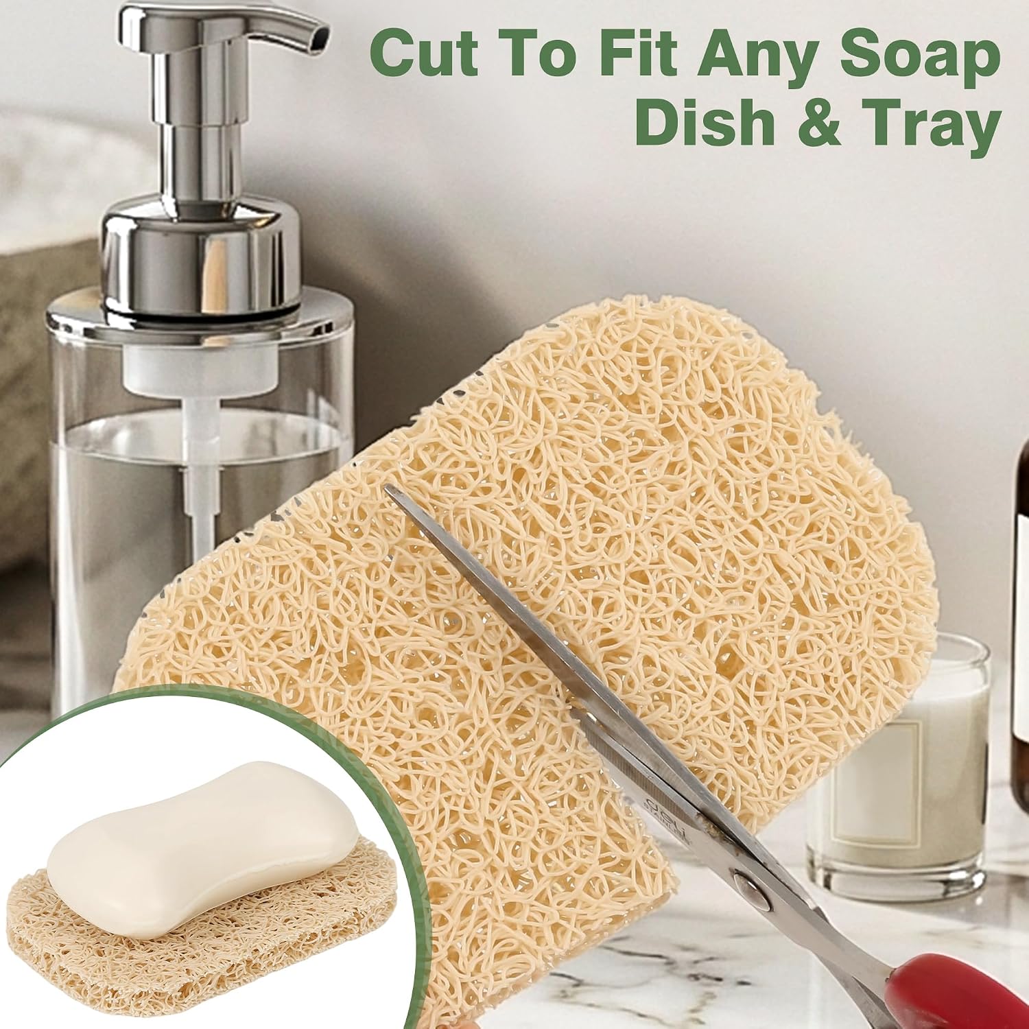 Soap Holder Pad，Soap Holder for Kitchen & Bathroom,Non-Slip Soap Lifting Pads for Soap Dish (Beige) image 4
