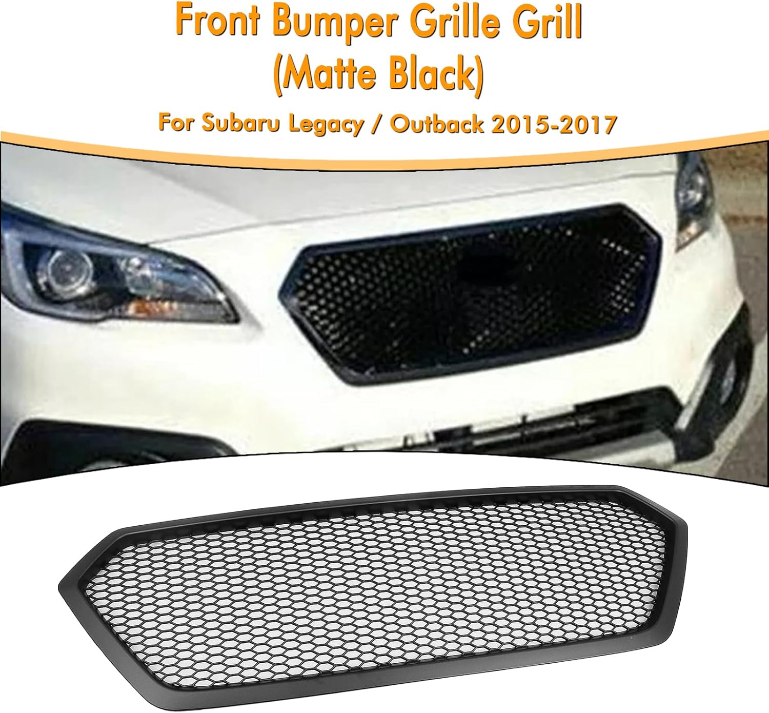 Front Bumper Grille Grill Mesh Guard For Subaru Legacy Outback 2015-2017 Matte Black Gloss Black Carbon Fiber Look