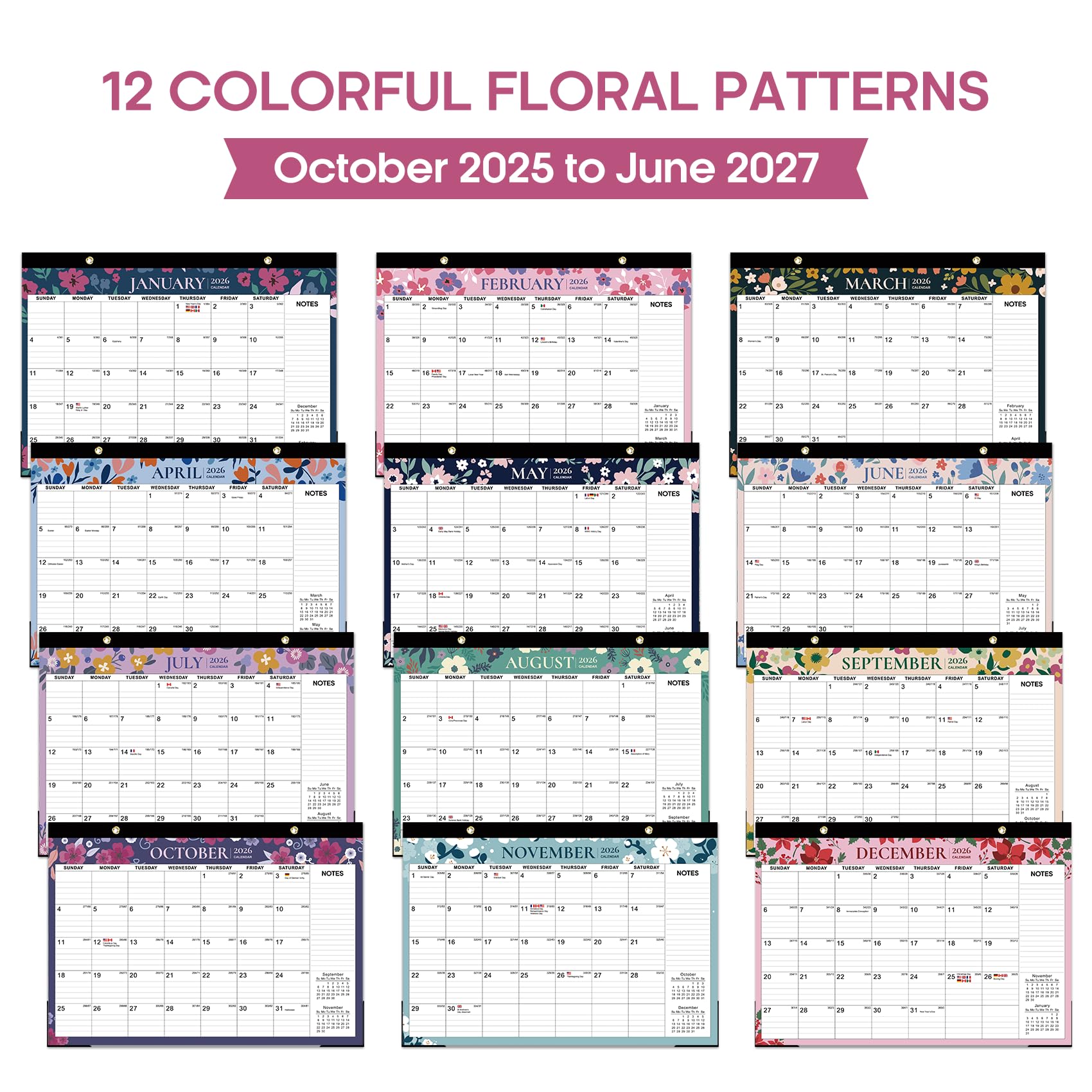Desk Calendar 2026-2027, 18 Months Calendar Runs From January 2026 To June 2027 Large 17 X 12 Desktop Wall Monthly Calendar Planner For Home School And Office Vintage - View #8