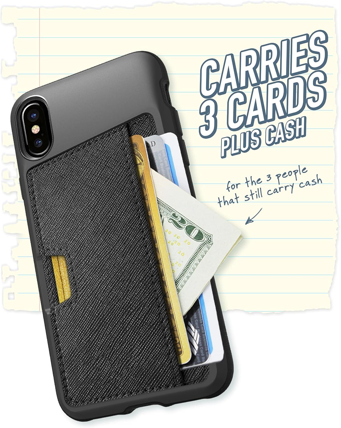 Smartish® iPhone X/XS Wallet Case - Wallet Slayer Vol. 2 [Slim Protective Kickstand] Credit Card Holder for Apple iPhone 10s/10 (Silk) - Black Tie Affair
