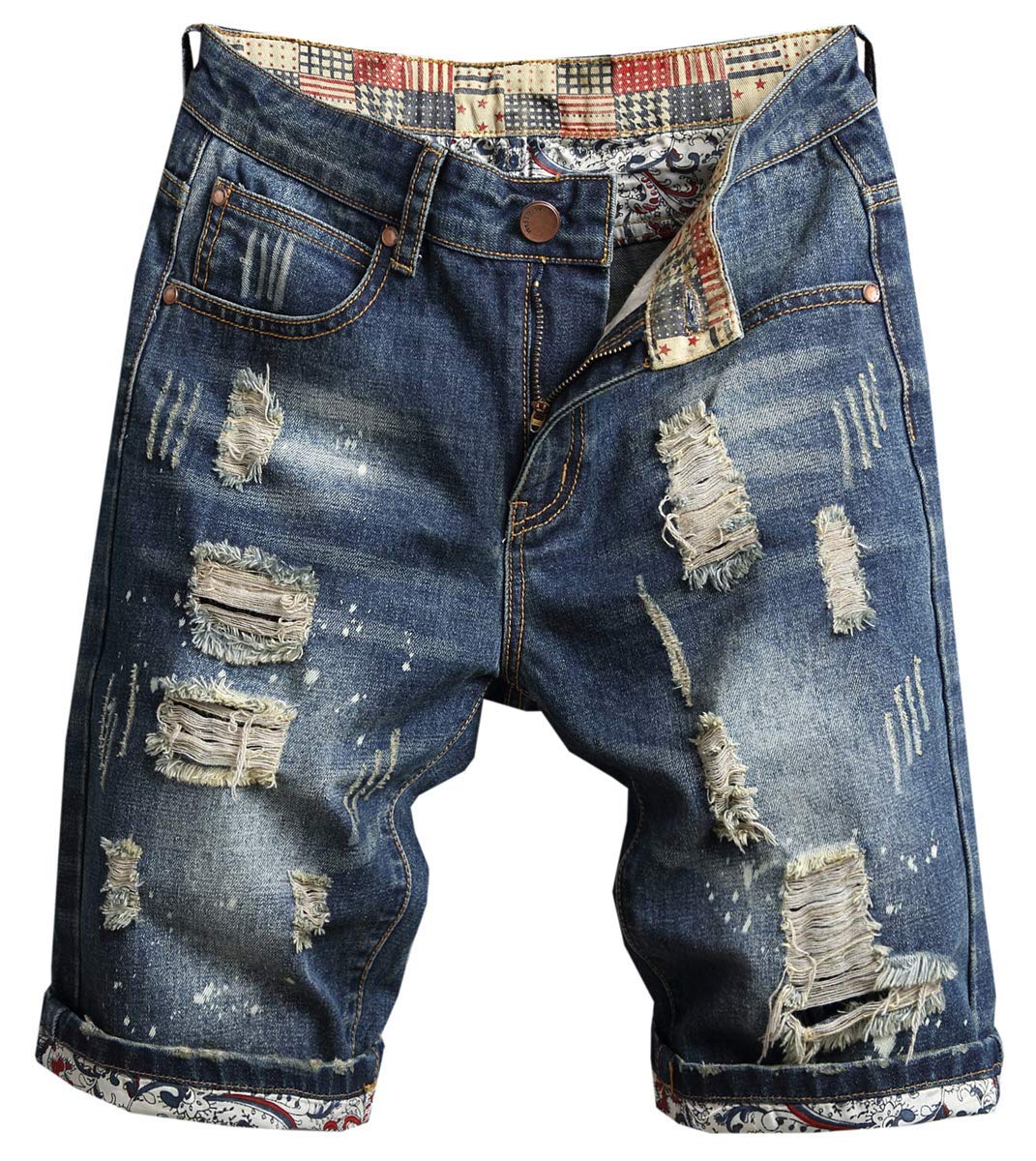 QZH.DUAOMen's Ripped Denim Shorts & Jeans