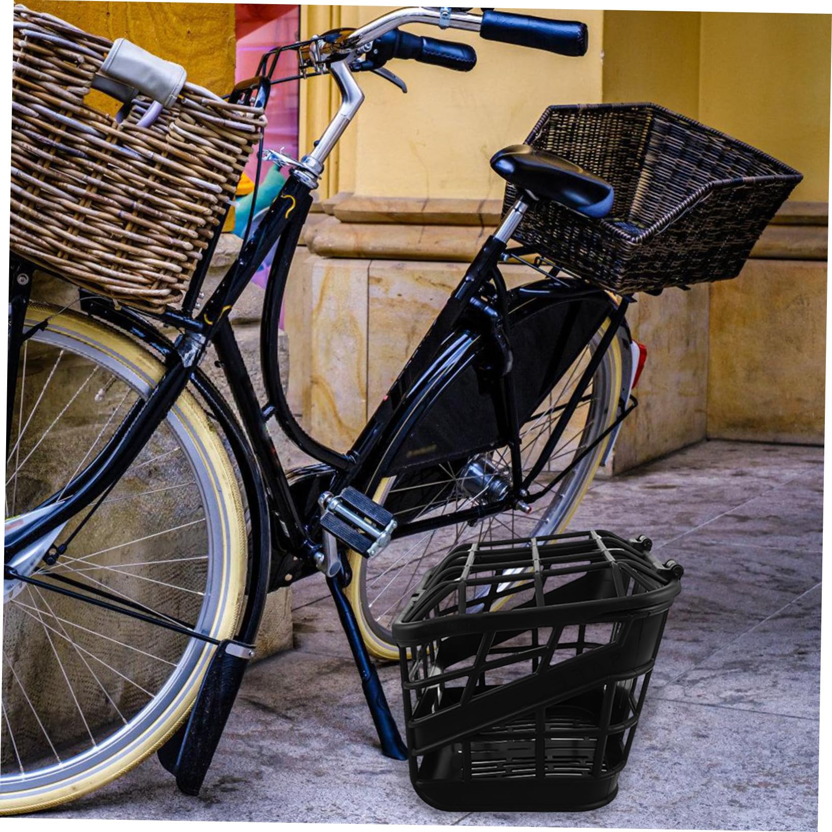 Mipcase Cesta para Bicicleta Infantil Plástica con Tapa Ligera y Estable Accesorio Delantero Desmontable para Bicis Plegables y Eléctricas para Compras y Paseos al Aire