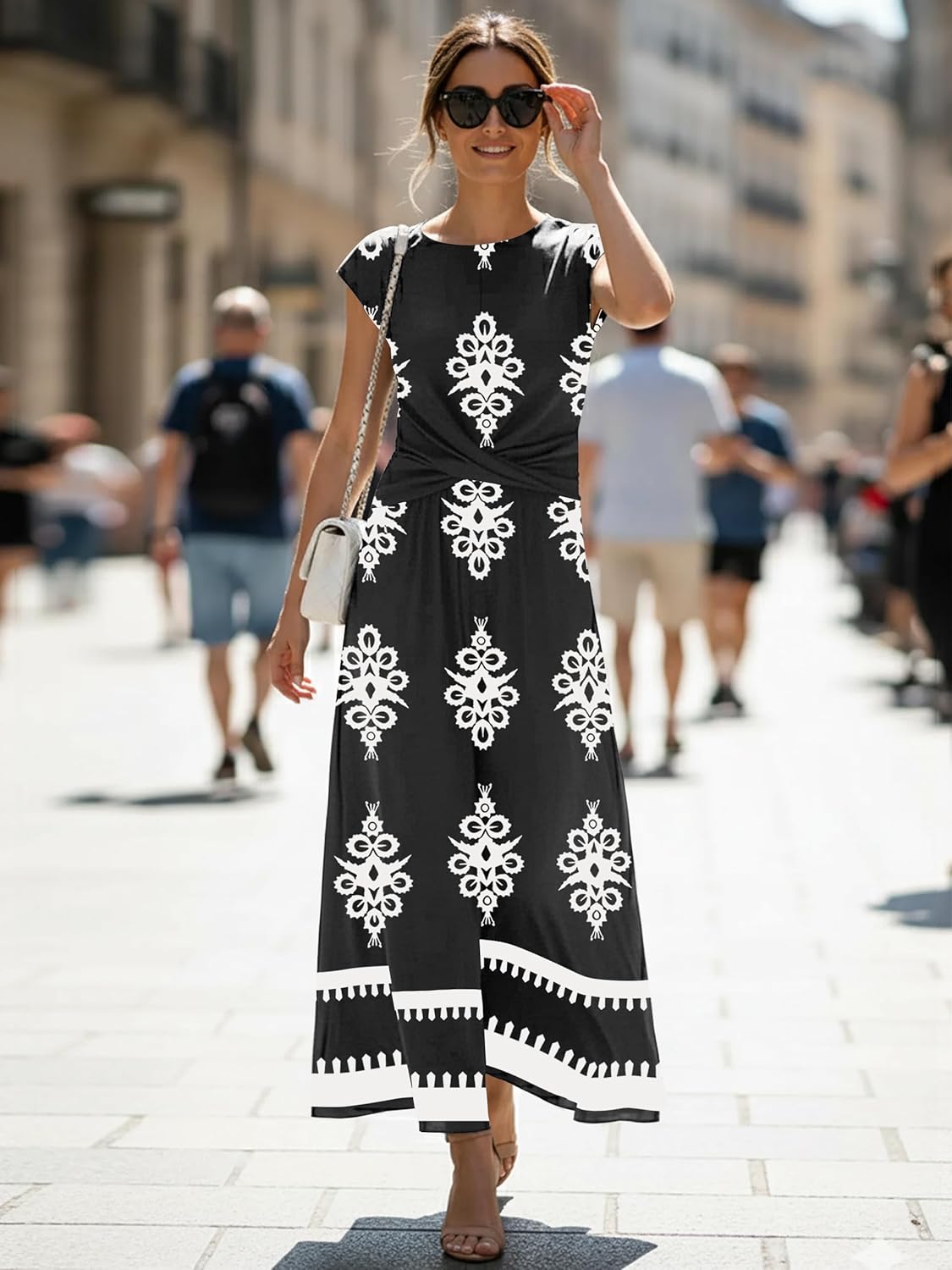 ETCYY Women's Summer Dresses Maxi Dress 2026 Sundresses Vacation Beach Dress Striped Twisted Front Long Dresses with Pockets - Image 4