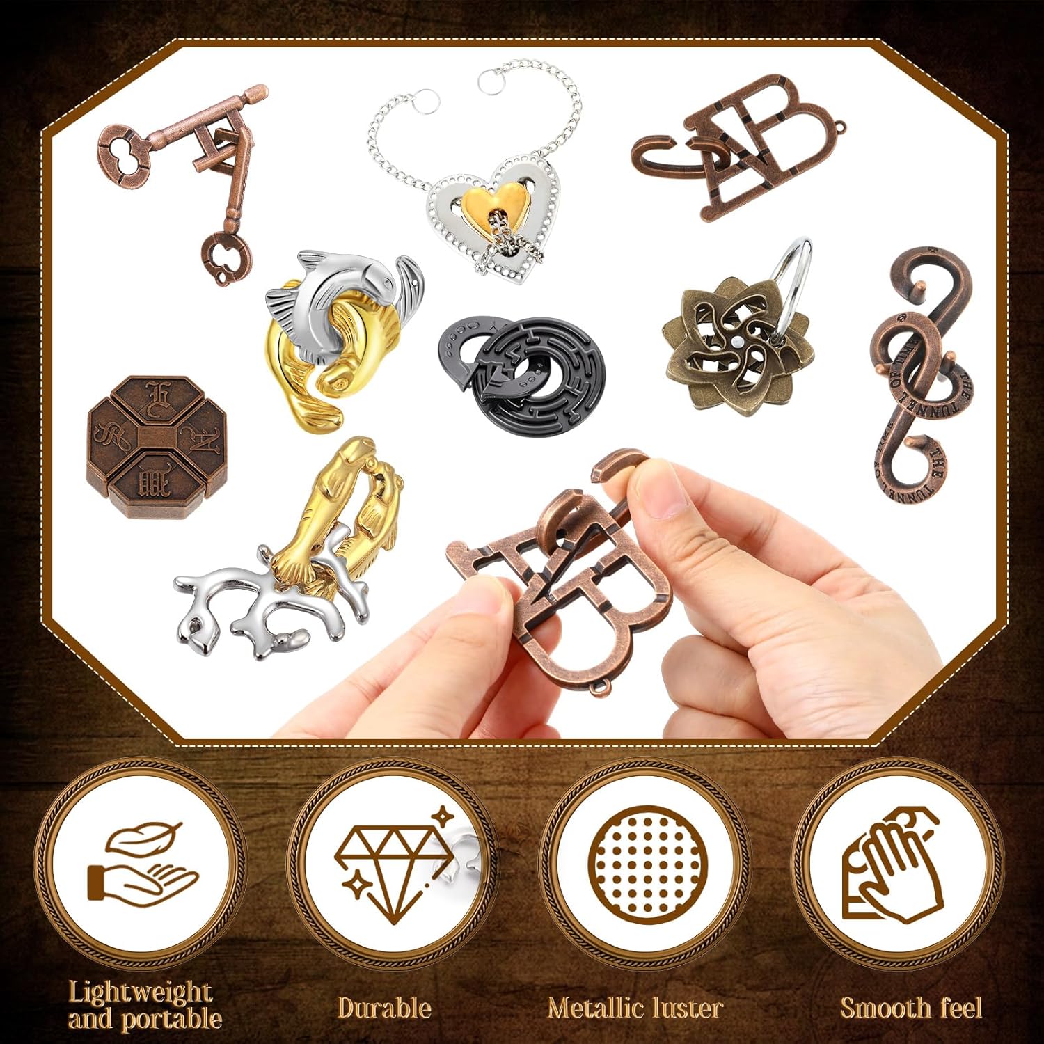 Yilloog 48 Pcs 3D Metal Puzzles Difficult Metal Brain Assortment for Adults Highly Hard Brain Iq Logic Test Disentanglement for Mind Challenge(Vivid Style)