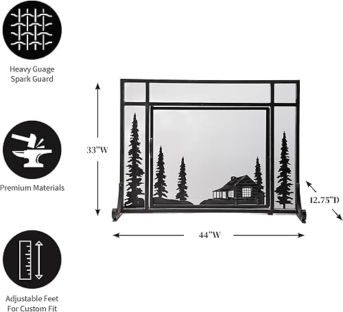 Miniatura 5 de Plow & Hearth - pantalla para chimenea de acero y metal con puerta, 44 נ12.5 נ33 pulgadas, negra