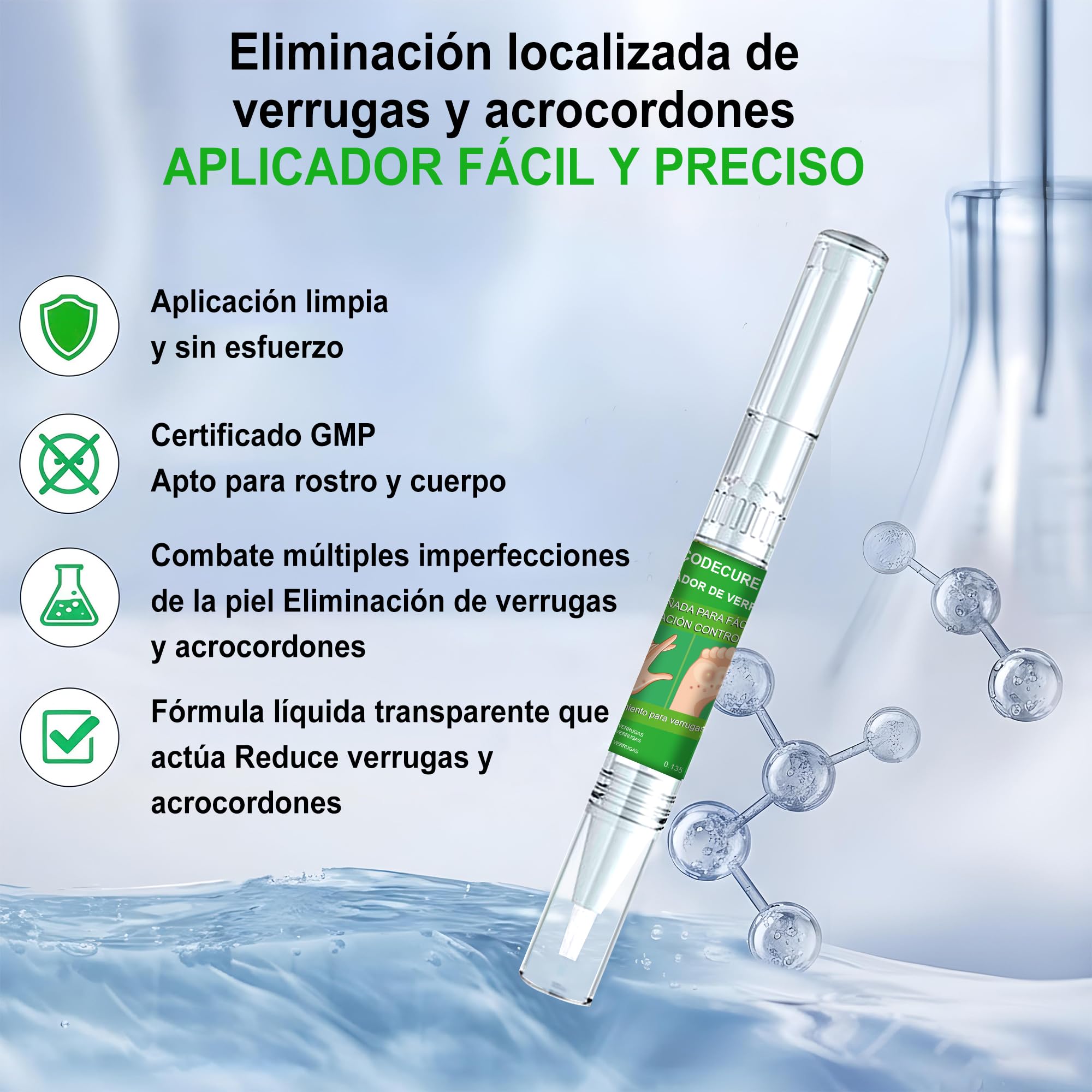 Lápiz para eliminar verrugas de 4 ml, kit para eliminar verrugas, callos, granos, lunares y durezas, eficaz para rostro, cuerpo y manos