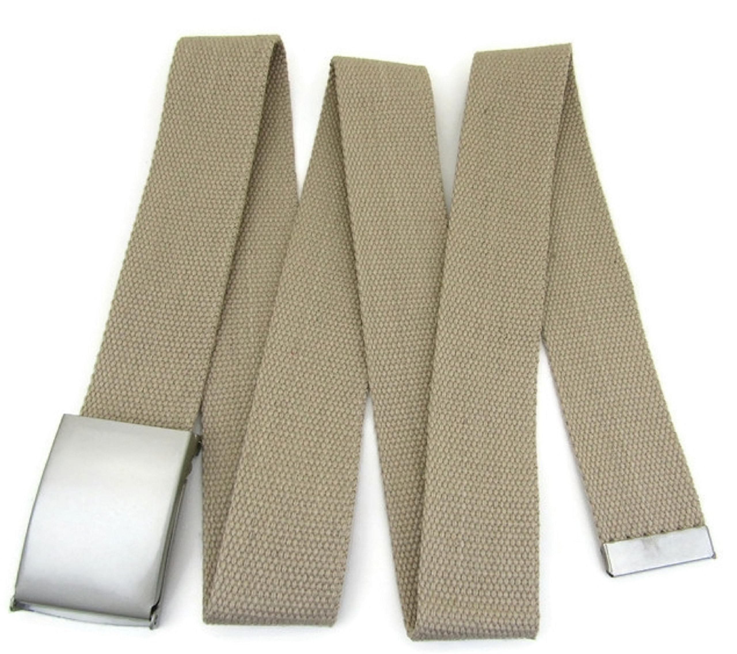 TheGloveHut Unisex Cotton Canvas Webbing belt Buckle (Beige, Medium 36")