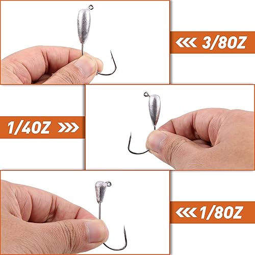 Miniatura 3 de AGOOL Ganchos para cabeza de pesca  1224 piezas de tubo de pesca, anzuelos de tubo de gota de agua, cebos de gusano para róbalo, agua dulce y agua