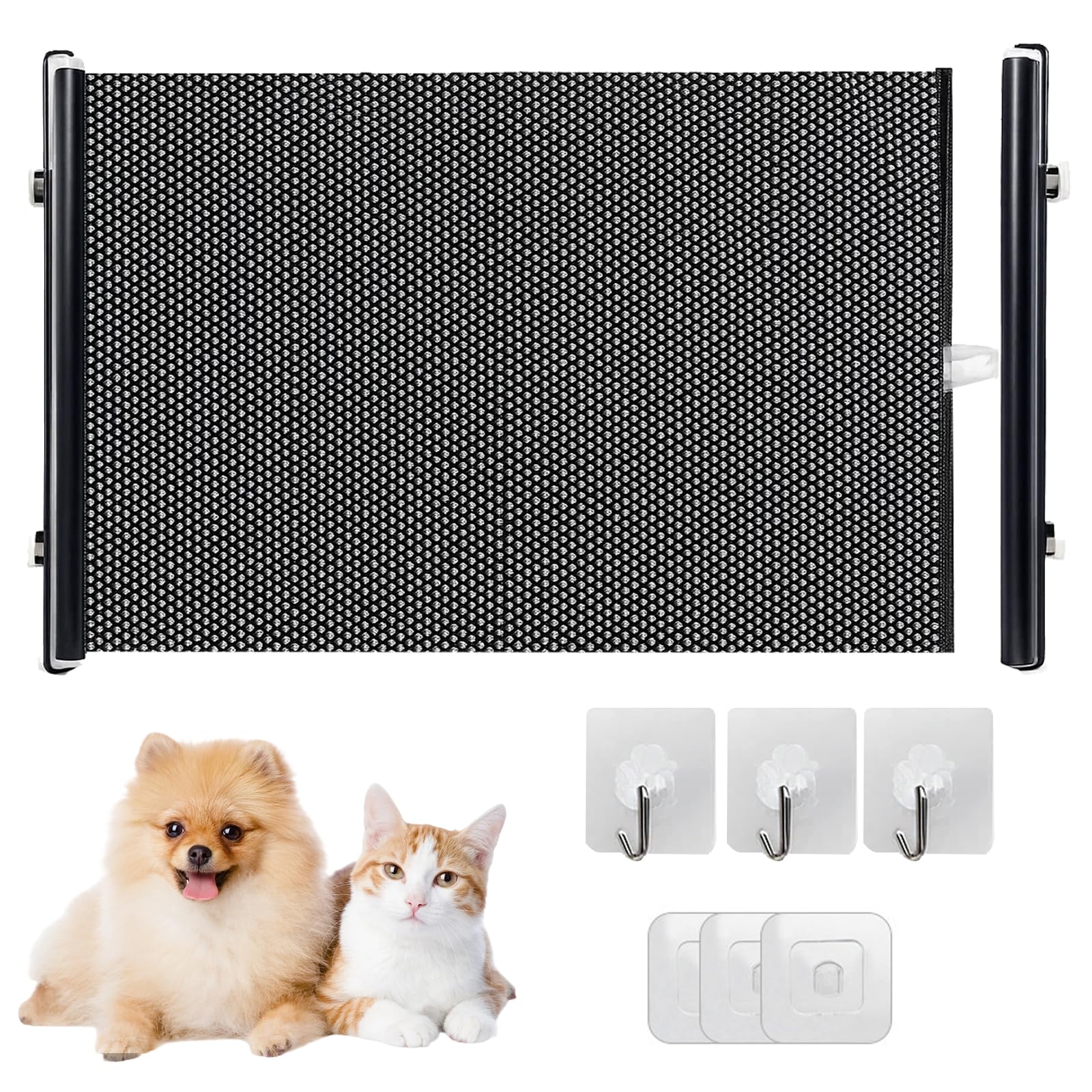 ZTFTペットゲート 兼用 125cm×40cm ロール式 犬猫用 簡単設置 逃亡防止 適切な入口 部屋 キッチン 出入り口 階段に適しています(黒)