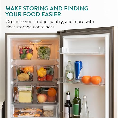 Miniatura 2 de Navaris Contenedores de almacenamiento para refrigerador con tapas, organizadores apilables que ahorran espacio, gran capacidad para organización de