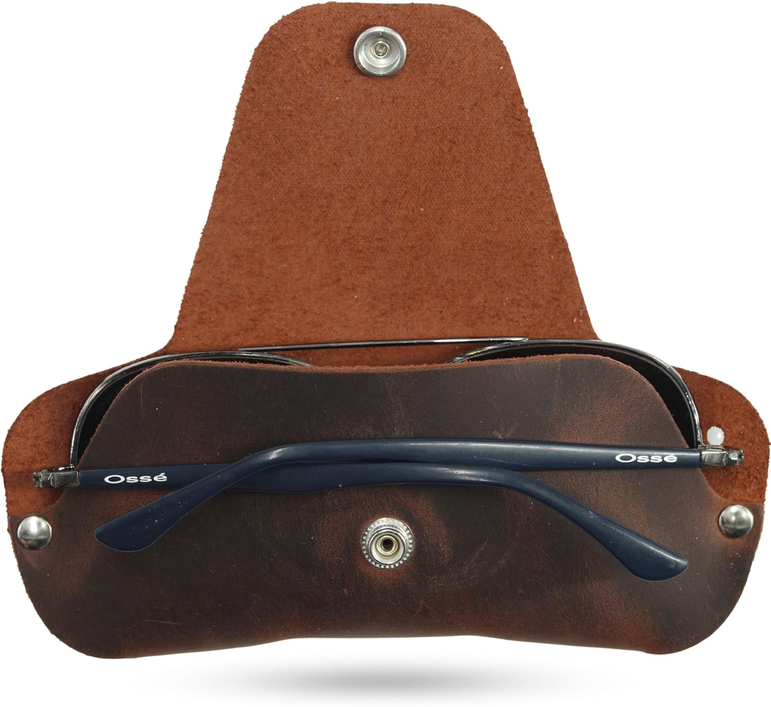 Toprank Leather Eyeglass Case - Handmade Slim Sunglasses Holder, Genuine and Universal Fit for Men and Women