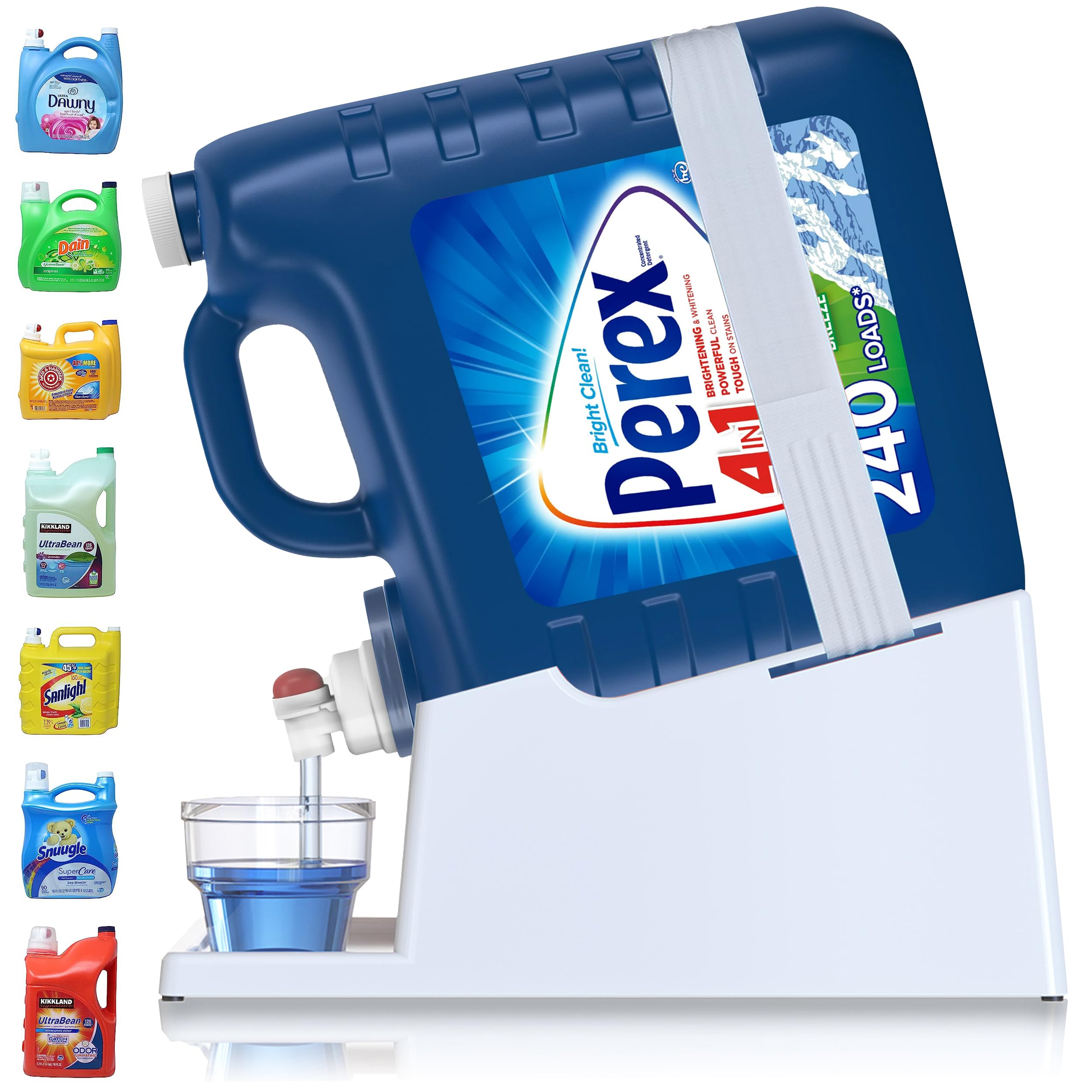 Skywin Versatile Laundry Detergent Stand and Organizer - Liquid Detergent Holder - Soap Cup Storage - Laundry Detergent Dispenser Pedestal (White, 1)