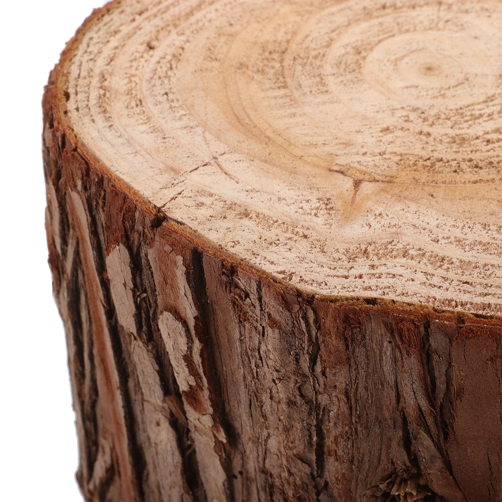 Cabilock Mesa Auxiliar de Madera Maciza Base de Tocón Natural, Diseño Rústico y Cilíndrico para Decoración y Soporte Estable en Sesiones Fotográficas
