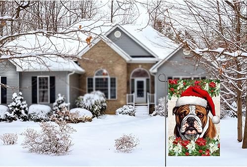 Miniatura 4 de Bandera de jardín de perro de Navidad con sombrero de Papá Noel, bandera de 12 x 18 pulgadas, doble cara para exteriores, Navidad, decoración de