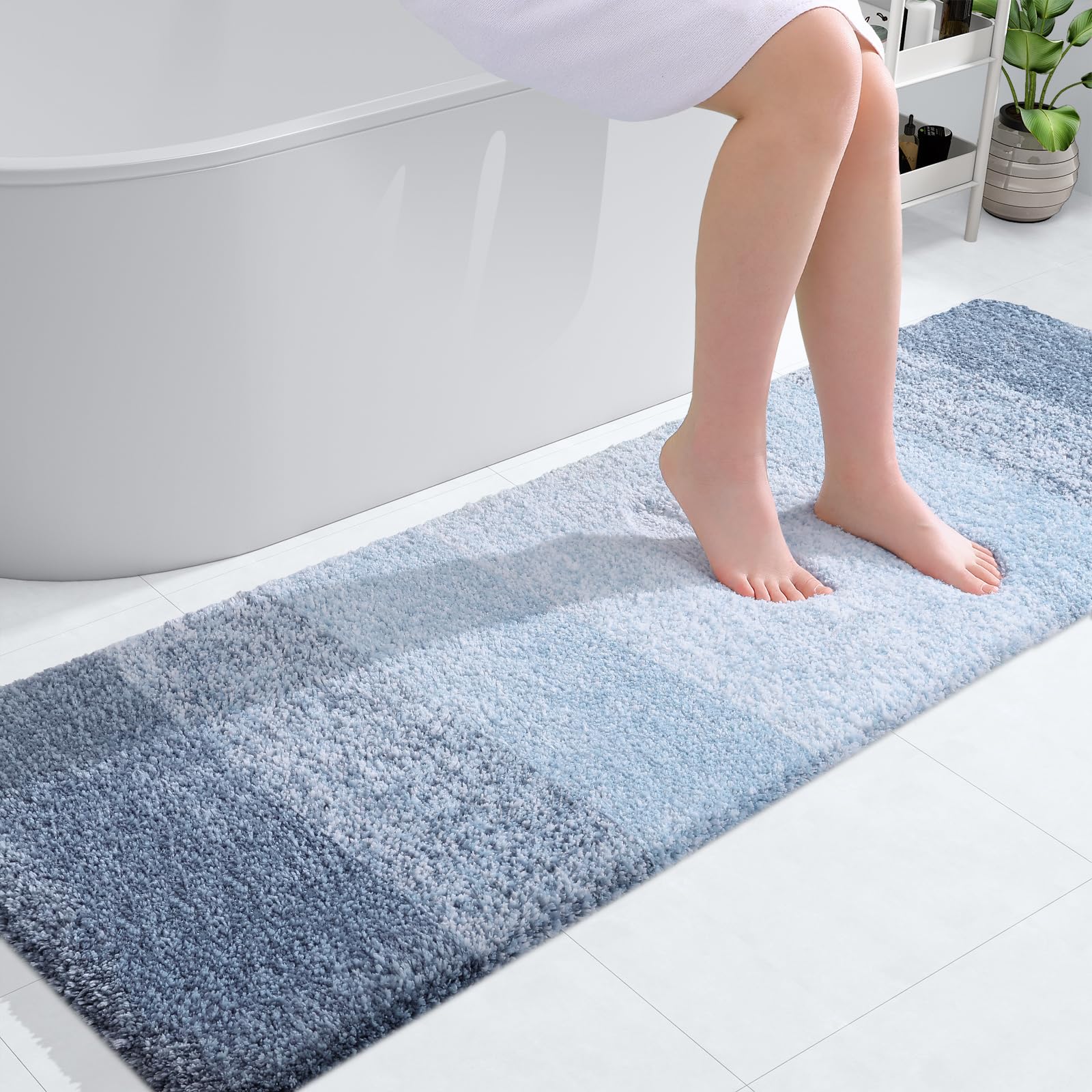 OLANLY Bathroom Runner Rugs 59x20, Extra Soft Absorbent Microfiber Bath Rugs, Rubber Backing, Quick Dry, Machine Washable Bath Mats for Bathroom Floor