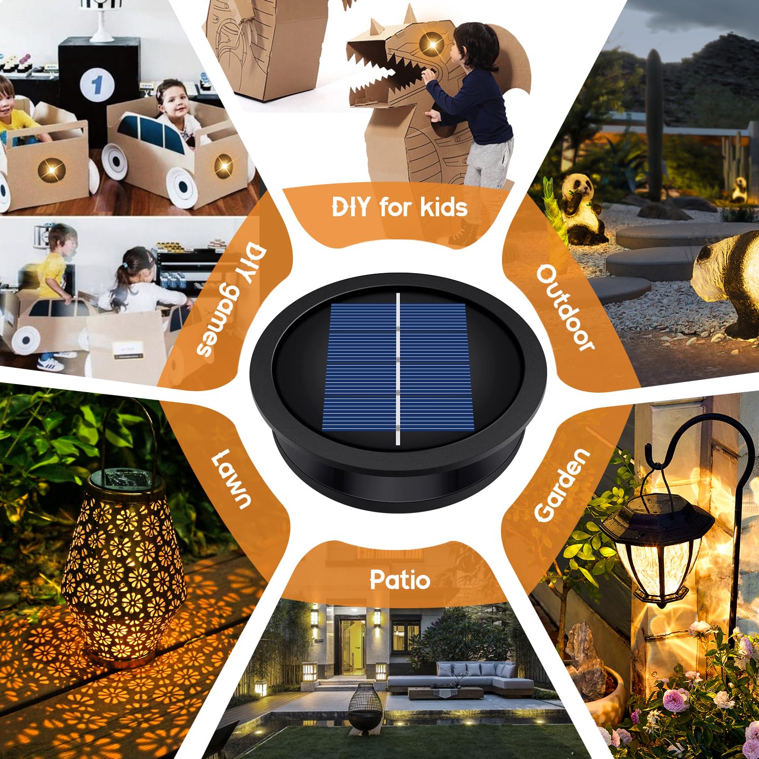 Ersatz-Solarleuchten (obere Größe 8,1 cm, untere Größe 7,4 cm), 7 Lumen, warmweiße LED, wasserdichte Solarleuchte, Ersatz-Set für Outdoor-Laternen zum Aufhängen, 8 Stück
