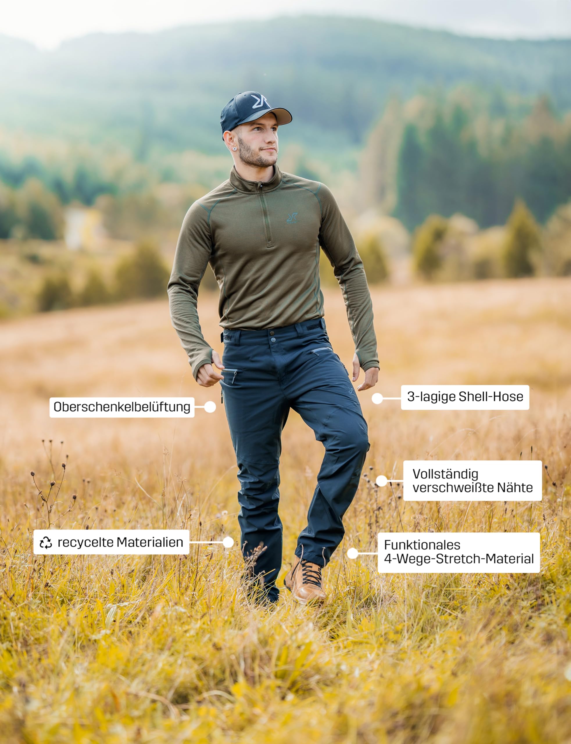 RevolutionRace Wasserdicht Silence Proshell 3L Pants für Herren, Outdoor-Shellhose mit optimaler Bewegungsfreiheit