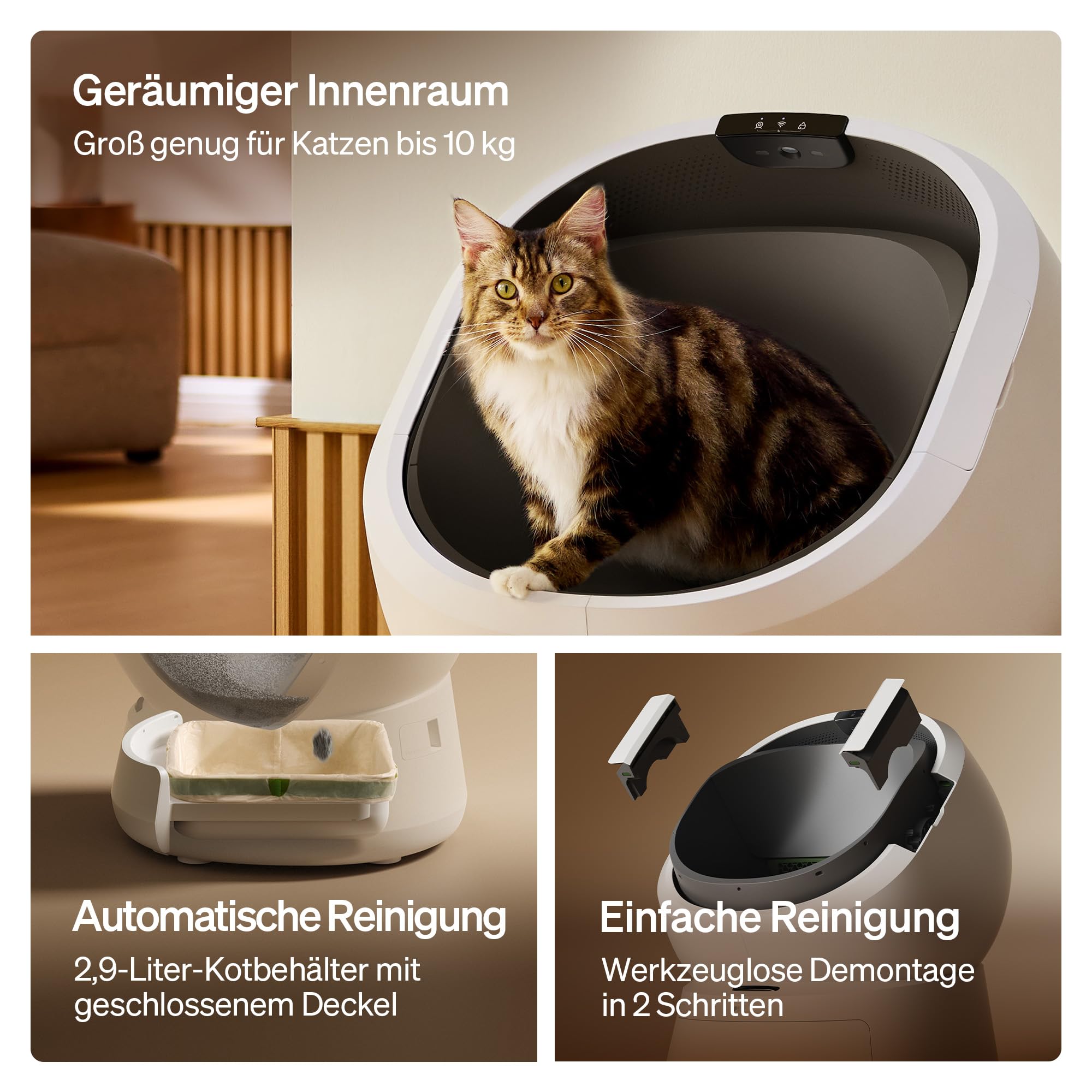 PETLIBRO Luma Katzenklo Selbstreinigend, elektrische Katzentoilette mit AI-Kamera zur Kotanalyse, Geruchskontrolle, offenem Design, Multi-Katzen-Erkennung, Nutzungsverfolgung & Sicherheitssensoren