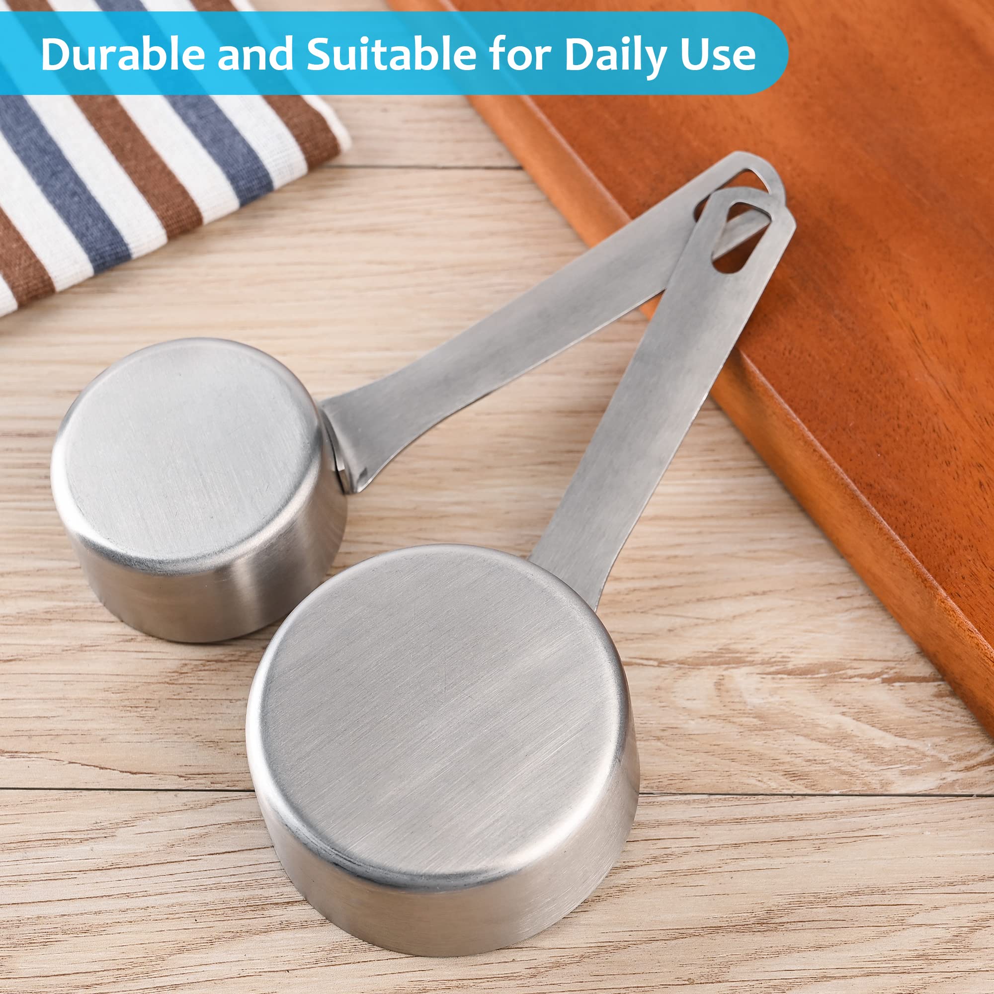 Juego de tazas medidoras, juego de tazas medidoras de acero inoxidable 18/8 para hornear y cocina, taza métrica y de metal estadounidense para ingredientes secos y líquidos 6