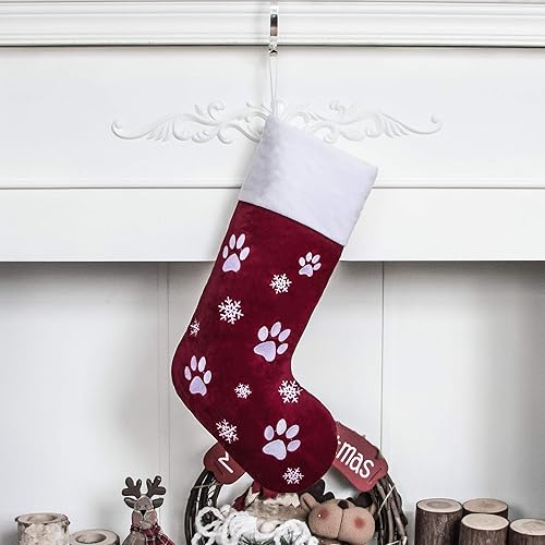 GEX Medias de Navidad personalizadas para mascotas, etiqueta de nombre personalizada para gatos y perros, 22 pulgadas, forro acolchado grande,