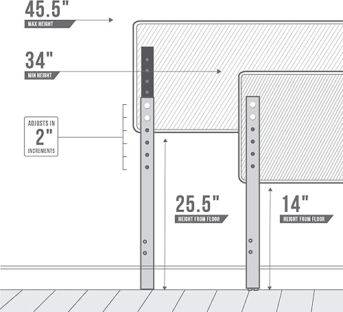 Miniatura 39 de LUCID - Cabecera tapizada de altura media, capitoné de diamantes, acolchado poliéster, altura ajustable 34 a 46 in, fácil montaje compatible