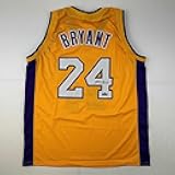 Facsimile Autographed Kobe Bryant #24 Los Angeles LA Yellow Reprint Laser Auto Basketball Jersey Size Men's XL