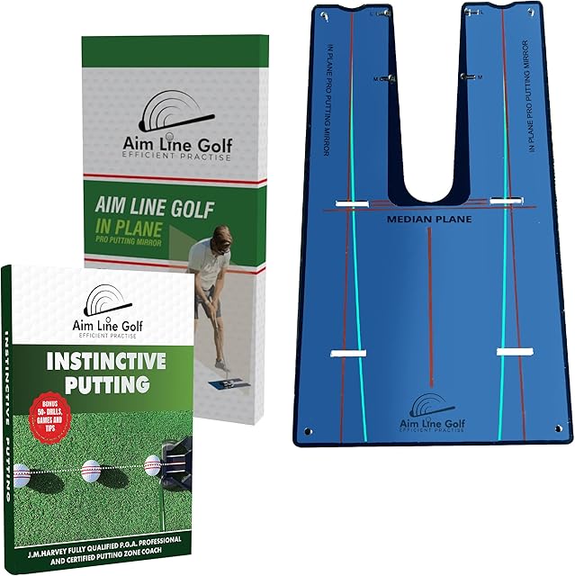AIM LINE GOLF Large in Plain Pro Putting Mirror Training Aid for Indoor/Outdoor Practise with Ebook for Better Improved Putting Setup Alignment and Stroke, Golf Putting Mirror