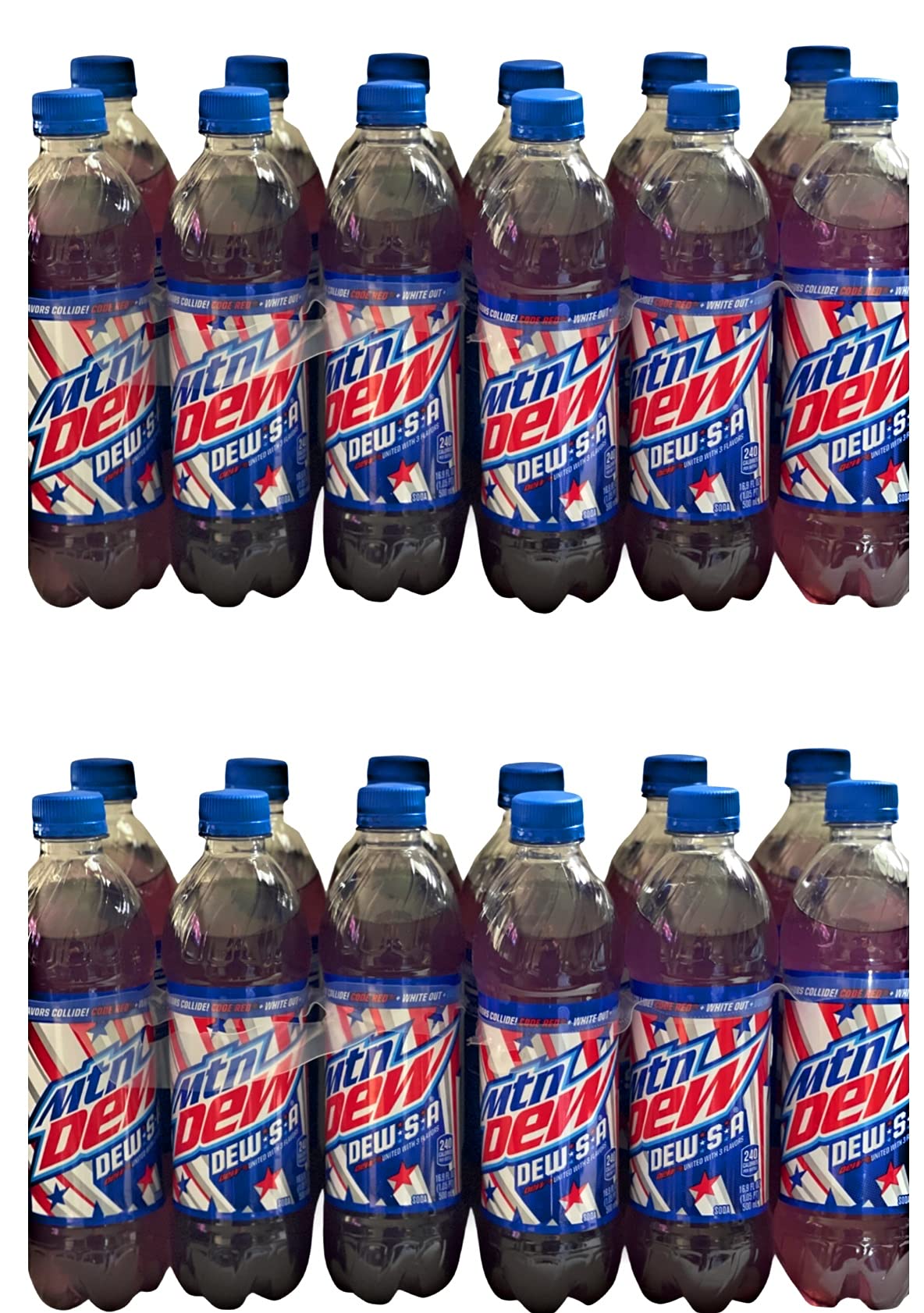 Mountain Dew MTN DEW*S*A USA with 3 Flavors Code Red, White Out, Voltage Bundle - 6 PACK 16.9 OZ BOTTLES (4)