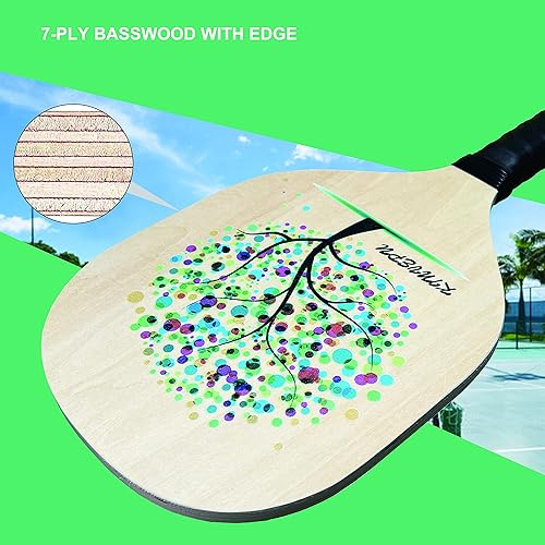 Miniatura 2 de Pickleball Paddles,Pickleball Paddles Set of 4,Wood,Premium Wood Pickleball Paddle,with 4 Pickle Balls,Pickleball Set,Gift for Beginners&