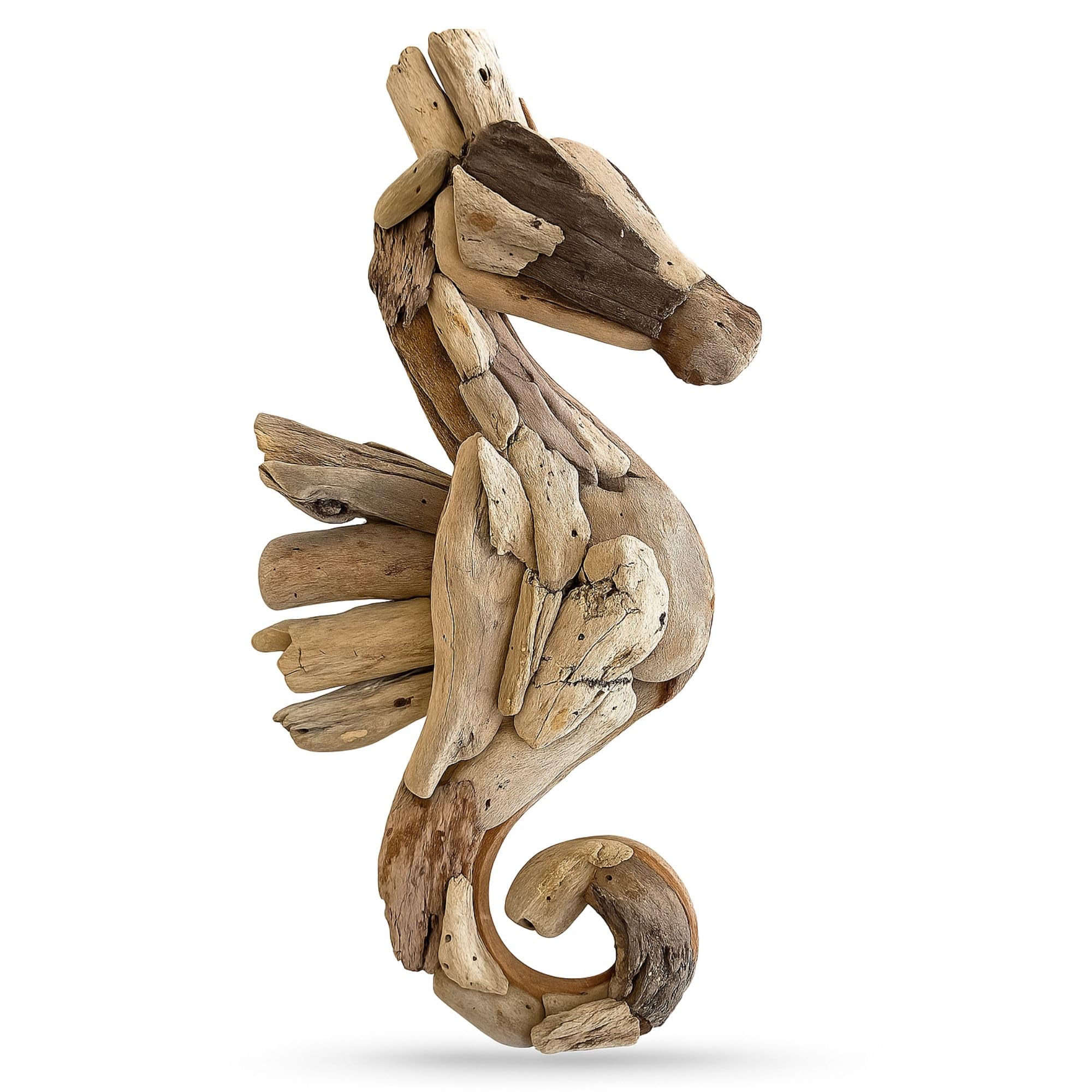 OMA Driftwood Seahorse Wall Art – Handmade Rustic Coastal Ocean Wall Decor, Nautical and Farmhouse Style Accent for Living Room, Entryway, and Beach