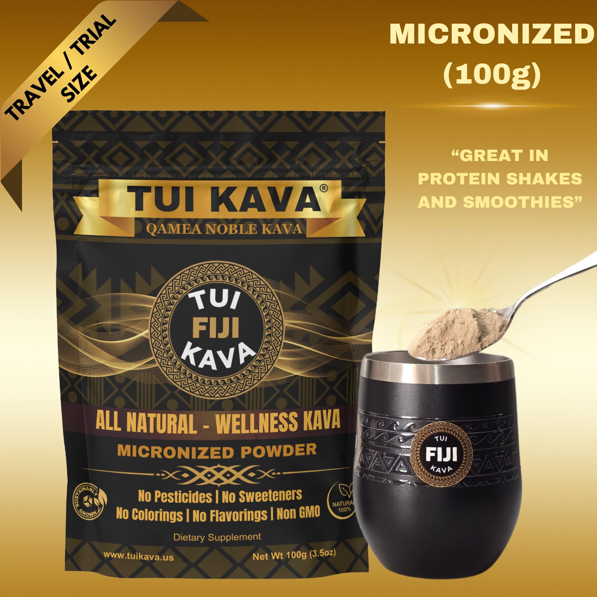 MICRONIZED Noble Kava Root Powder – 100g (3.5oz) Trial Size | Heady & Euphoric | Natural Mood, Sleep & Stress Support | Premium Fijian Kava for Focus & Relaxation | NO STRAINING — Amazon image 2