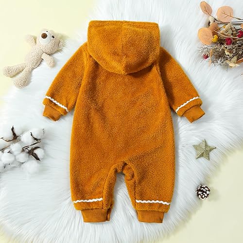 Miniatura 3 de Disfraz de pan de jengibre para bebé niño y niña, traje de Navidad, mameluco de jengibre con gorro, lindo traje de cosplay