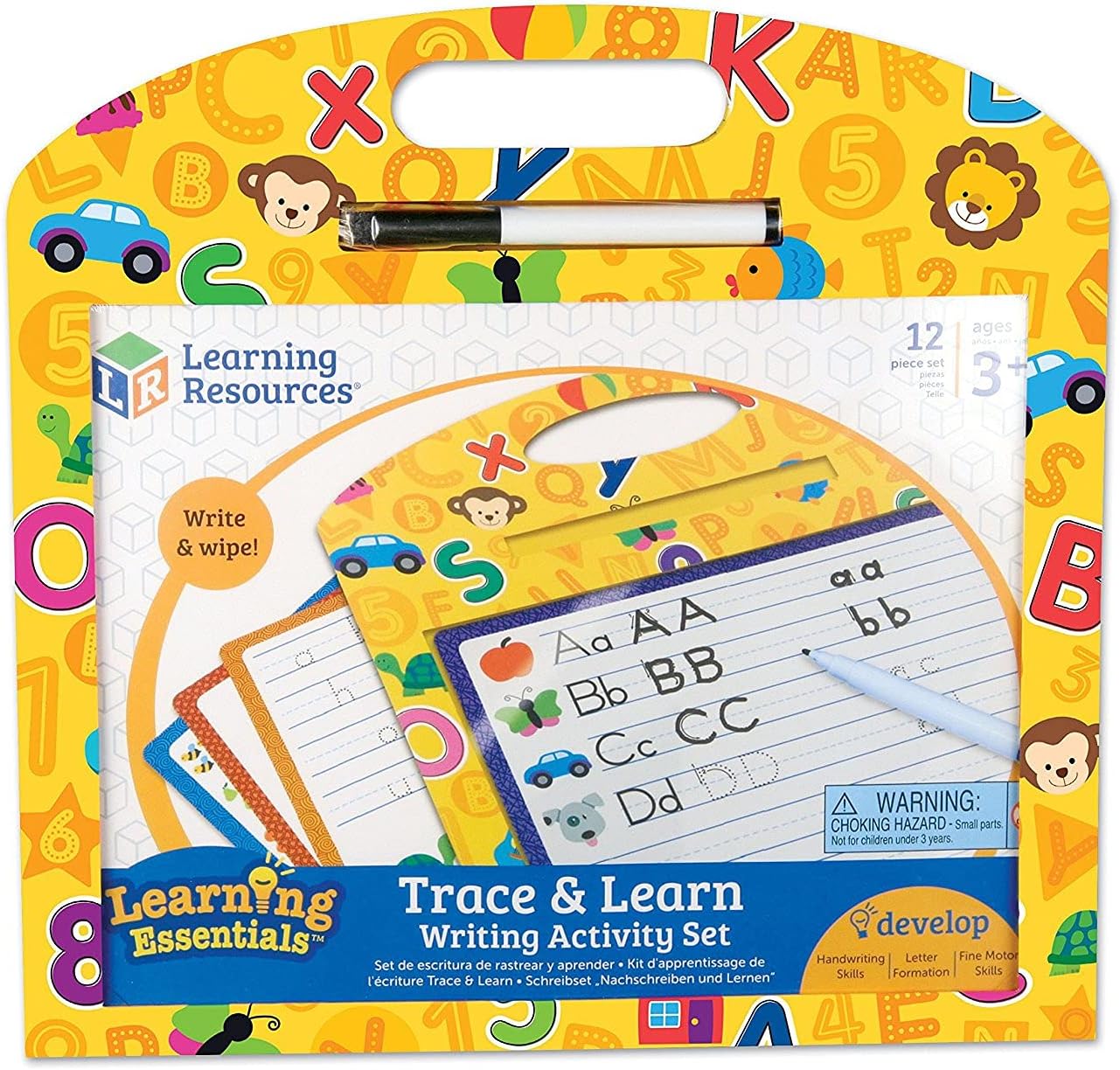 Learning Resources Trace & Learn Writing Activity Set, Practice Shapes and Letters, Back to School Activities, School Preparation Toys, Homeschool, 12 Pieces, Ages 3+