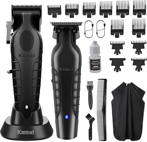 KEMEI Juego de cortapelos y recortadores profesionales, cortadora de pelo para cortar el cabello, recortadoras eléctricas recargables para hombres,