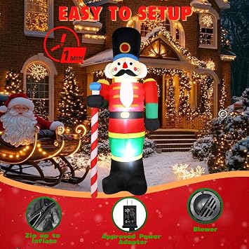 8 FT Christmas Inflatable Nutcracker Soldier Outdoor Decorations