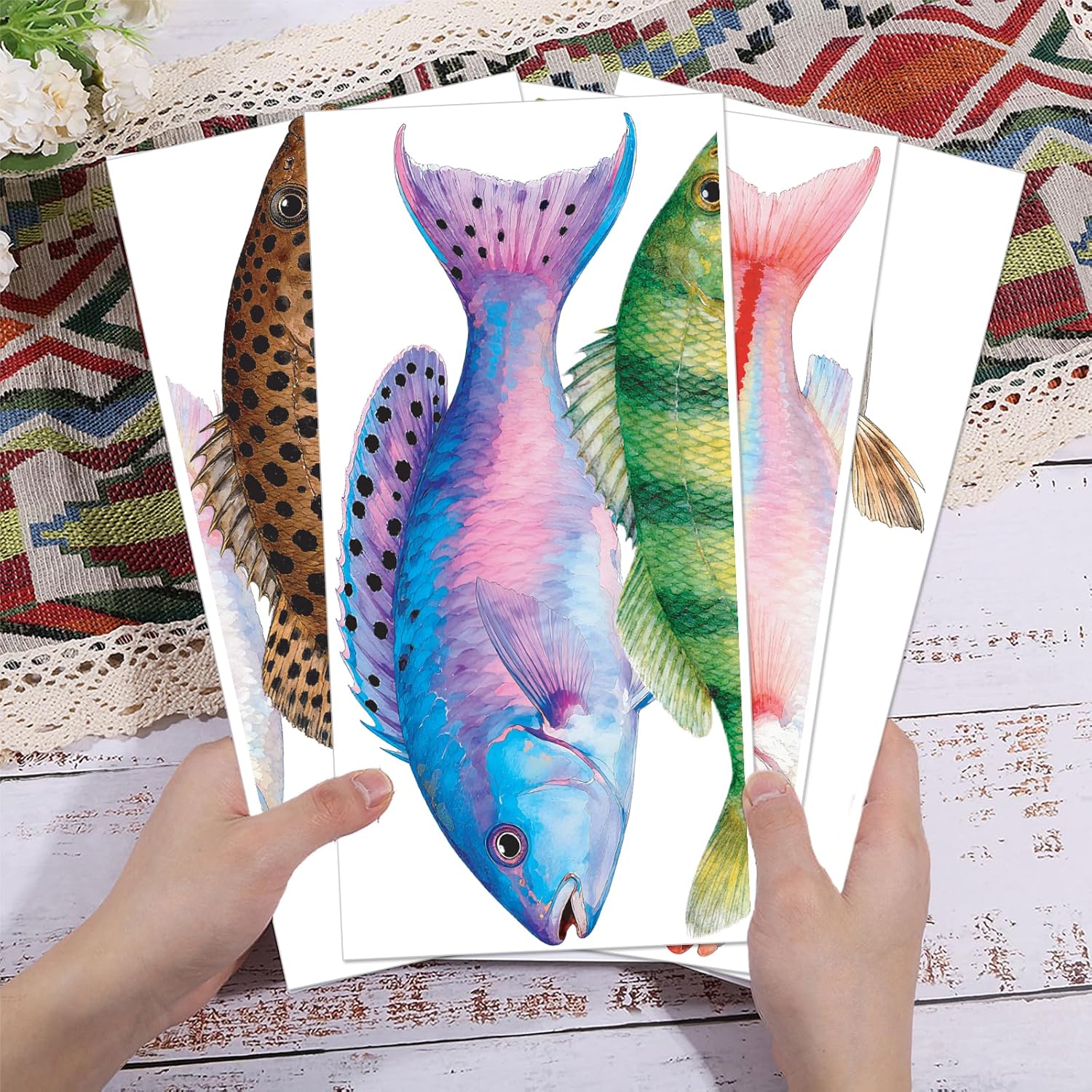 GLOBLELAND 3 Sheets Colorful Fishes Rub on Transfers for Furniture Fishes Furniture Decor Transfer Stickers for Bedroom Living Room Desk Table Decoration