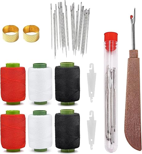 Kit de 37 agujas de coser de acero de ojo grande, el juego de herramientas de costura incluye 25 agujas de acero, 1 desgarrador de hilo de coser de