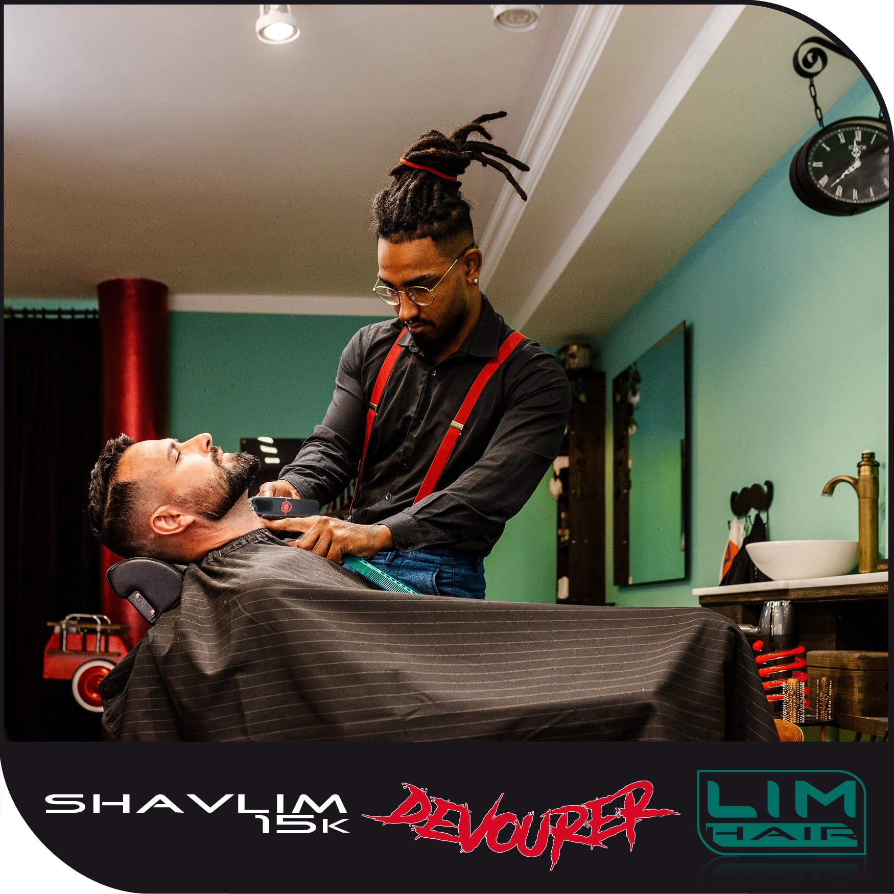 Afeitadora profesional LIM HAIR SHAVLIM 15k DEVOURER para profesionales cualificados. Motor VECTOR 15.000 rpm, Doble cuchilla Titanio hipoalergénico, ZERO Effect, Batería Litio, Sistema control par