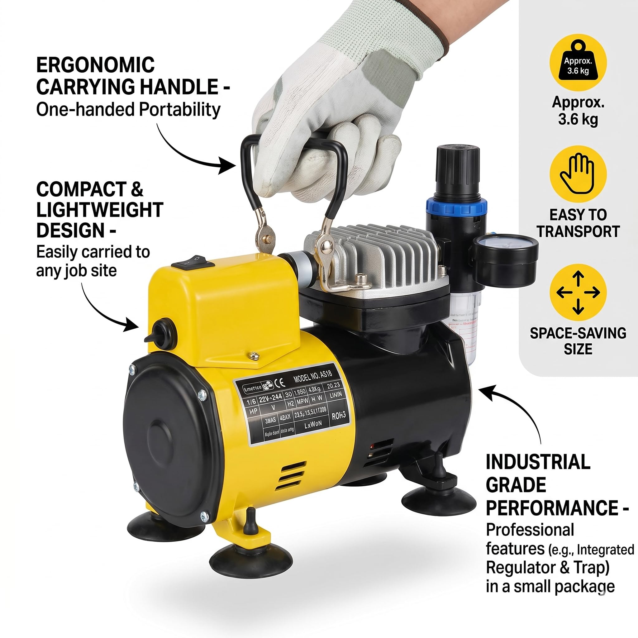 Elephant Mini Air Compressor for Air Brushes (Artistic Gun/Pen Gun) for Use in Makeup Cake Decorating Tattoo Face Body Painting Airbrushing AS-182 3