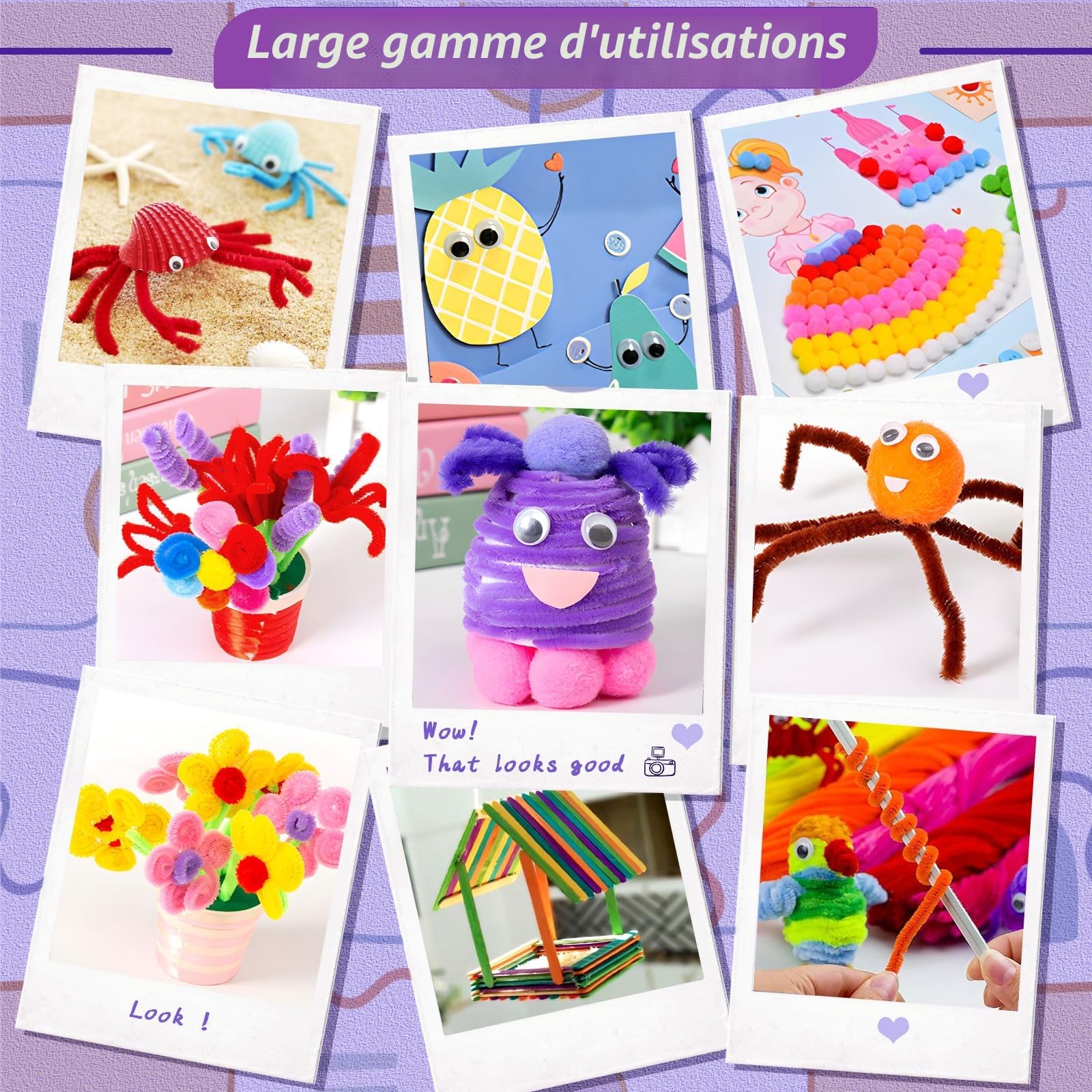 Purpledi 3300+ Pièces Kit Bricolage Enfants, DIY Activité Manuelle Enfant Feutrine Loisir Creatif, DIY Activité Manuelle Loisir Creatif, Artistiques Cadeau Garçon et Fille ge 3 4 5 6 7 Ans
