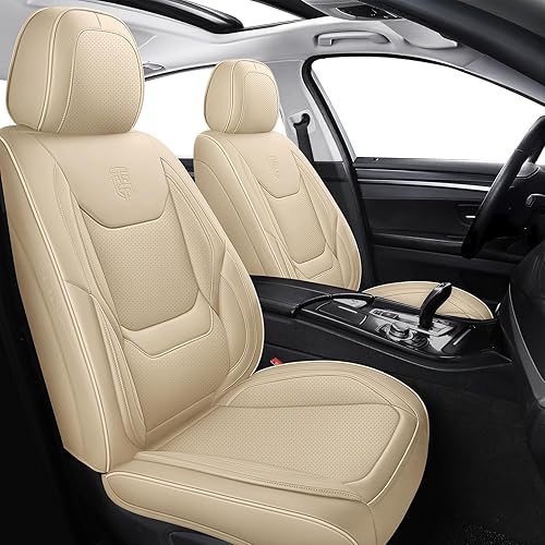 Miniatura 1 de CAPITAUTO Juego completo de fundas de asiento de automóvil, fundas de asiento de piel sintética para automóviles SUV, súper transpirables, borde de