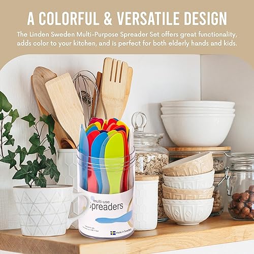 Miniatura 5 de Linden Sweden Esparcidores multiusos, cuchillo de mantequilla versátil para queso suave o glaseado, seguro para niños, sin BPA y apto para