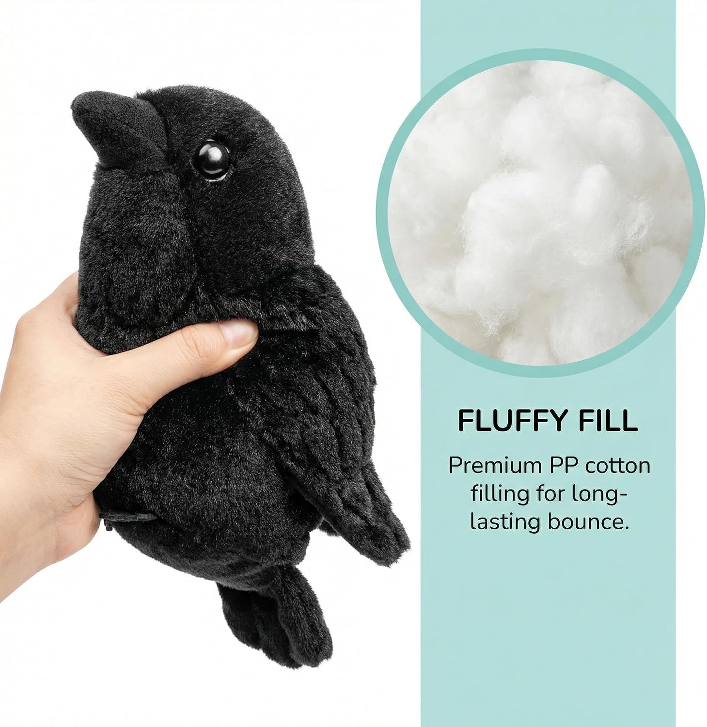 Crow Plush Keychain Toy - Cute Raven Stuffed Animal 5inch, Soft Plush Toy Crow Keyring Pendant Doll, Soft Little Raven Bird Plush Gift for Backpack Handbag Charms
