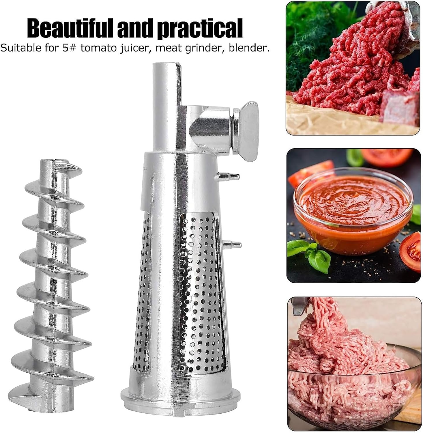 Portable Backpacking Stove Meat Grinder Sausage Stuffer Ketchup Attachment for Stand Mixer ToolCook Mincer Extractor Commercial Grade Strainer Food Press Pasta Sauce Maker Puree
