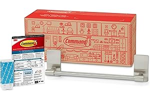 Command Hand Towel Bar Satin Nickel with Water Resistant Command Strips