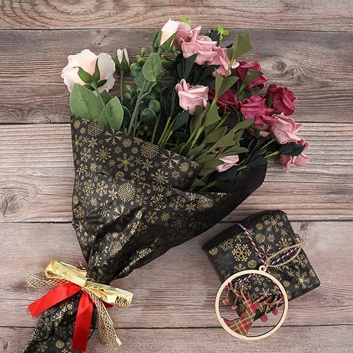 Miniatura 3 de Kavoc 60 hojas de papel de seda de copo de nieve de Navidad de 20 x 20 pulgadas, paquete a granel de papel de seda de copo de nieve dorado para